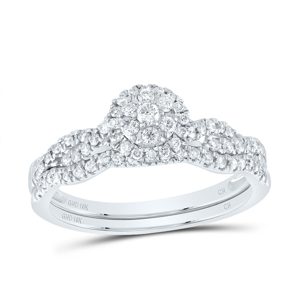 3/8CTW-DIA CN ROUND SINGLE HALO BRIDAL SET