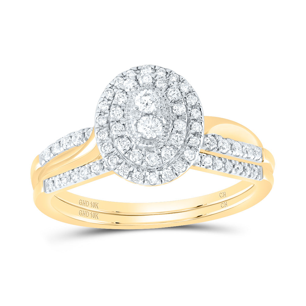 3/8CTW-DIA CN OVAL DOUBLE HALO BRIDAL SET