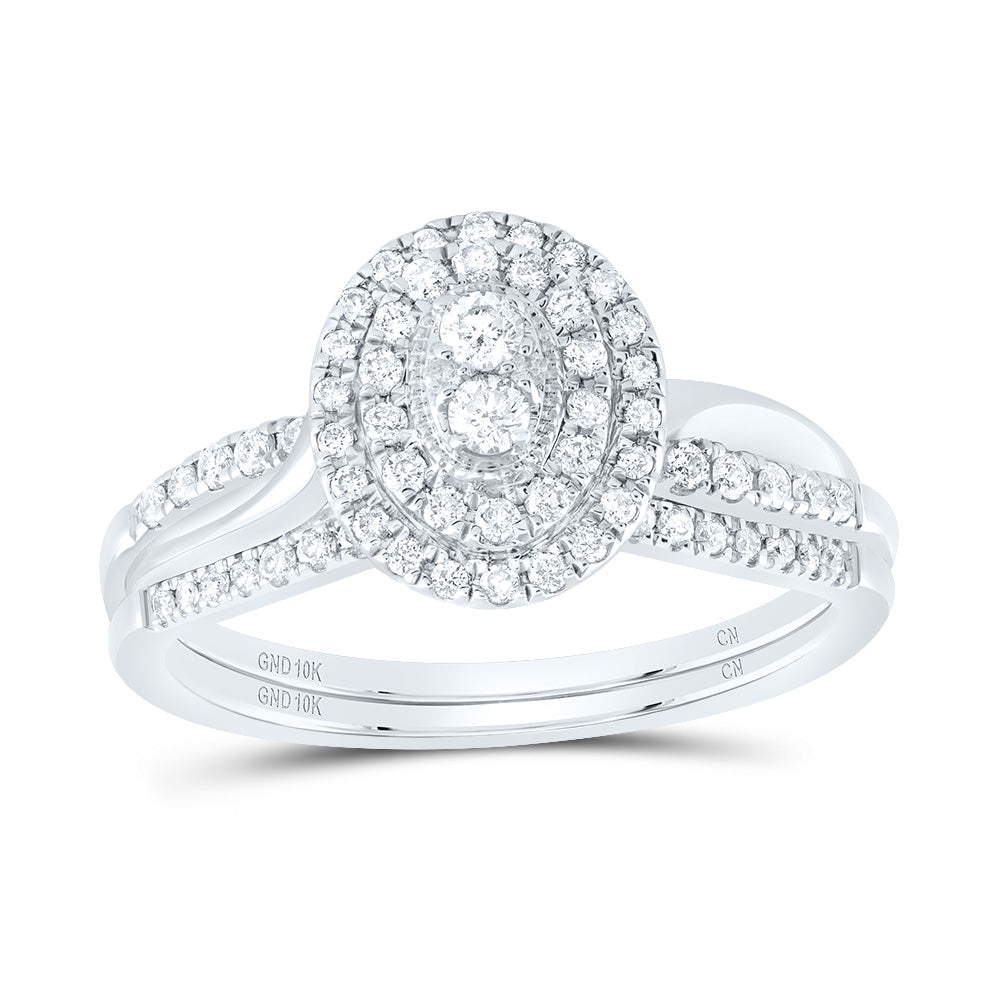 3/8CTW-DIA CN OVAL DOUBLE HALO BRIDAL SET