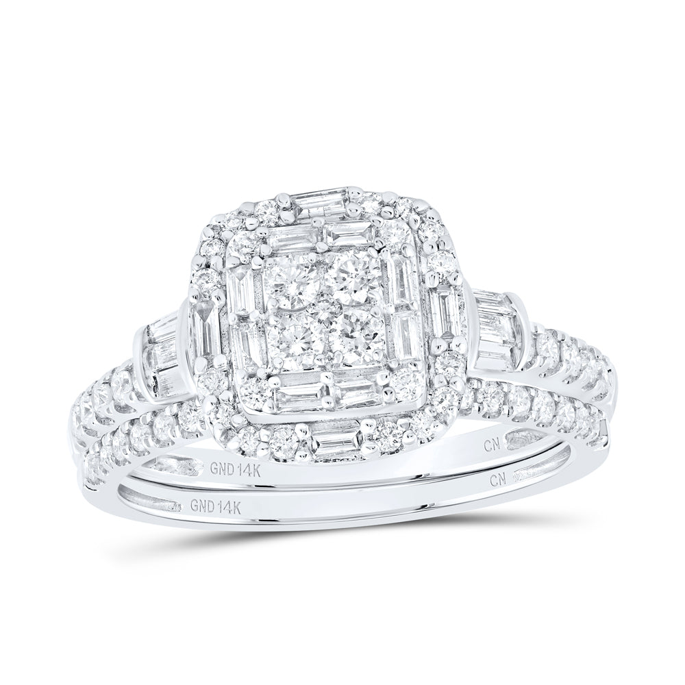 3/4CTW-DIA CN CUSHION SINGLE HALO BRIDAL SET