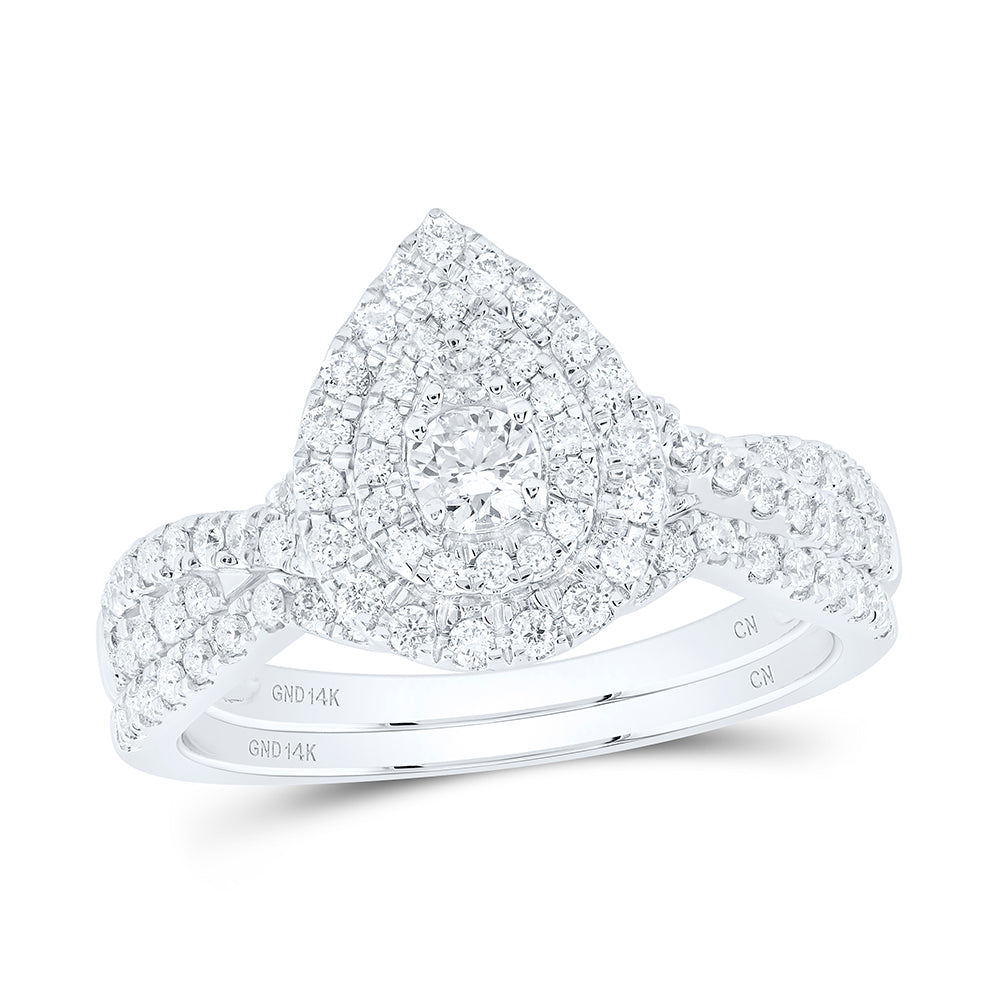 3/4CTW-DIA CN PEAR DOUBLE HALO BRIDAL SET