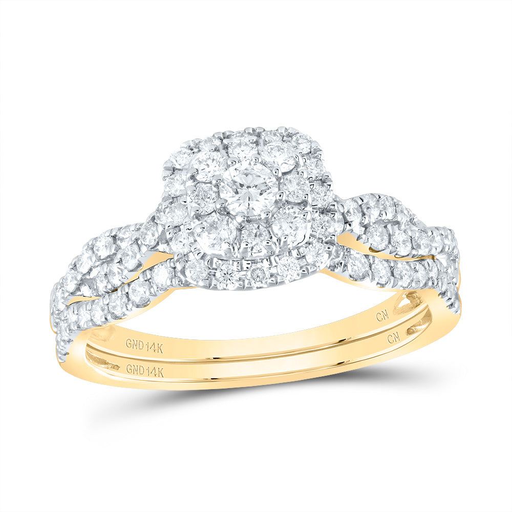 3/4CTW-DIA CN CUSHION SINGLE HALO BRIDAL SET