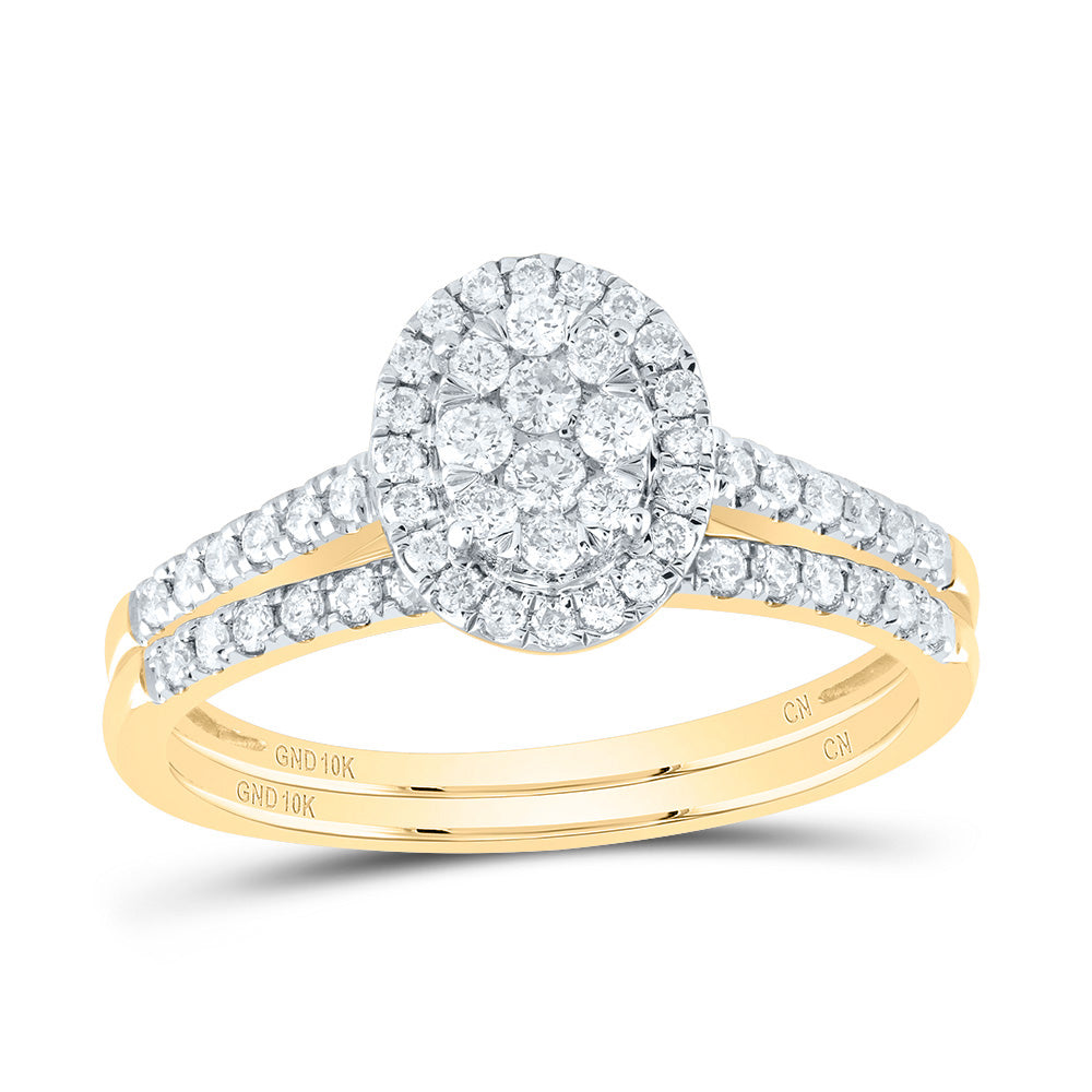 3/8CTW-DIA CN OVAL SINGLE HALO BRIDAL SET