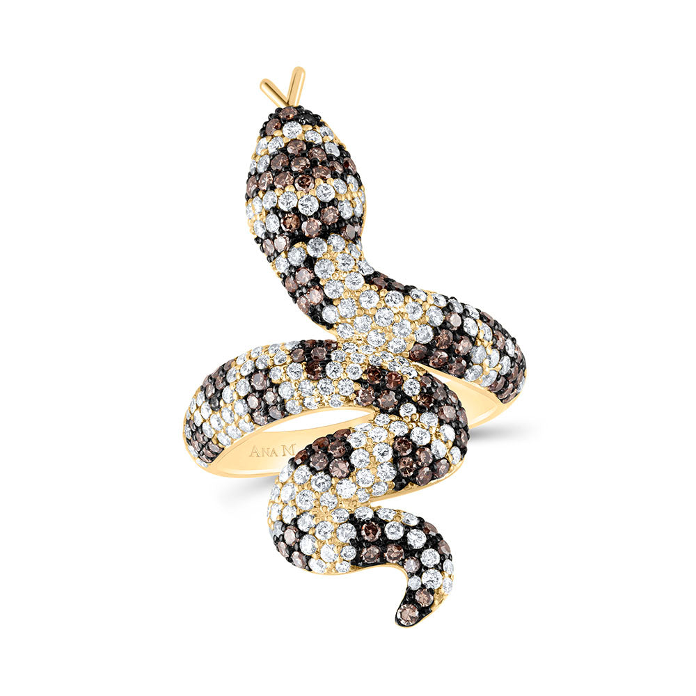 1 7/8CTW-DIA ANA M COGNAC NATURAL BROWN SNAKE RING