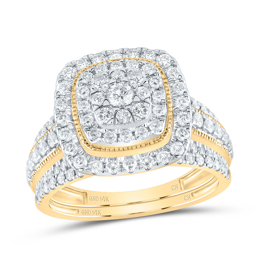 1 1/5CTW-DIA CN CUSHION DOUBLE HALO BRIDAL SET