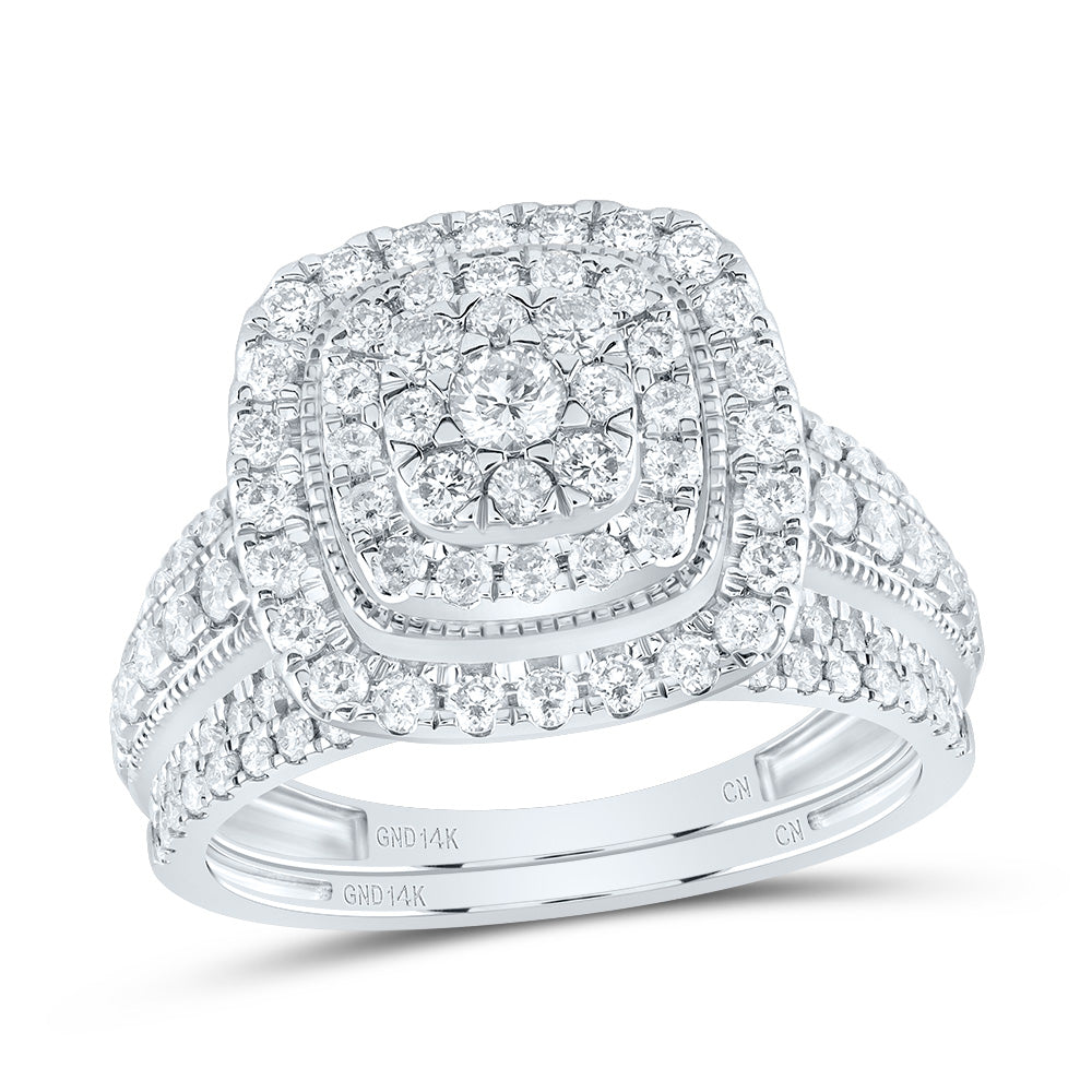 1 1/5CTW-DIA CN CUSHION DOUBLE HALO BRIDAL SET