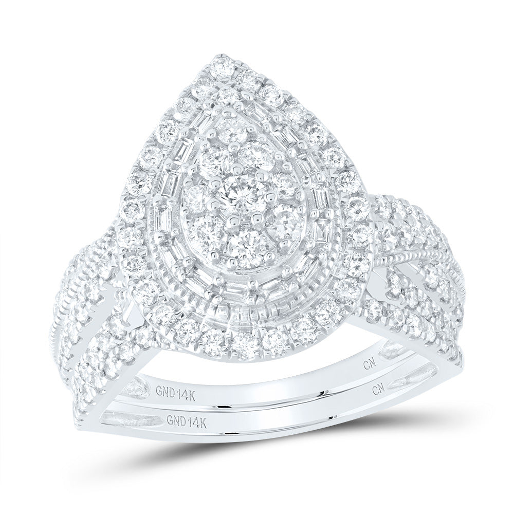 1CTW-DIA CN PEAR SINGLE HALO BRIDAL SET