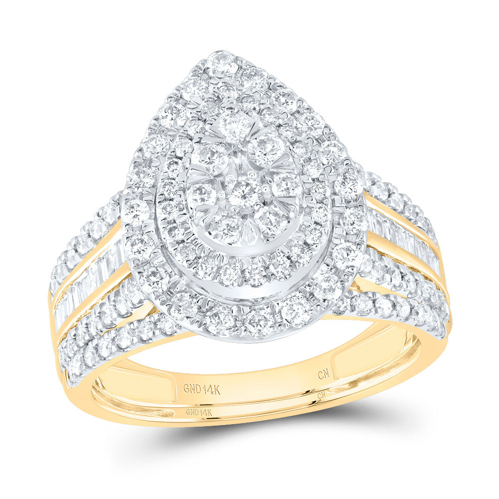 1CTW-DIA CN PEAR DOUBLE HALO BRIDAL SET