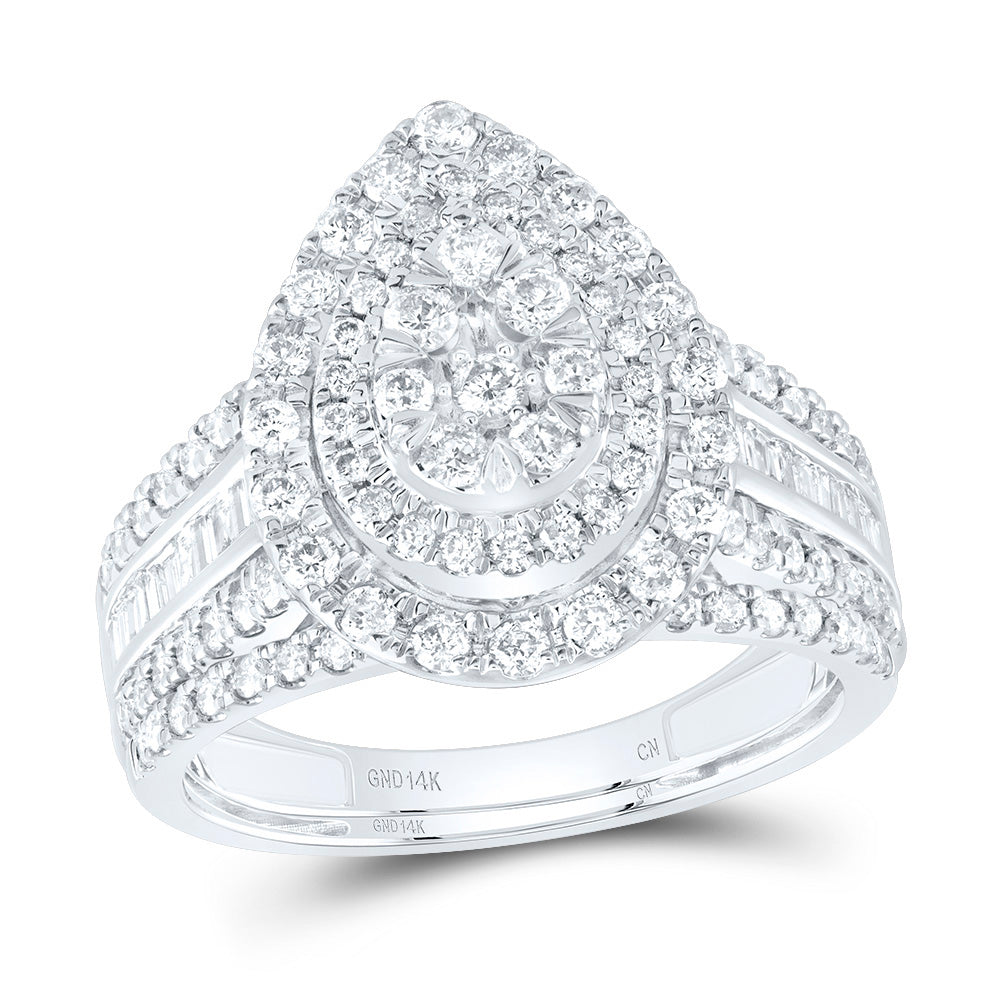 1CTW-DIA CN PEAR DOUBLE HALO BRIDAL SET