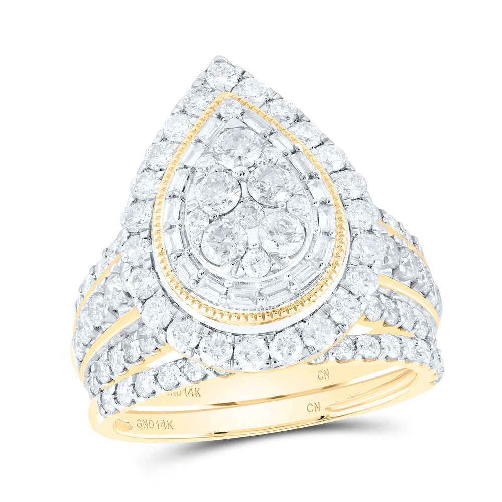 2 1/3CTW-DIA CN PEAR SINGLE HALO BRIDAL SET