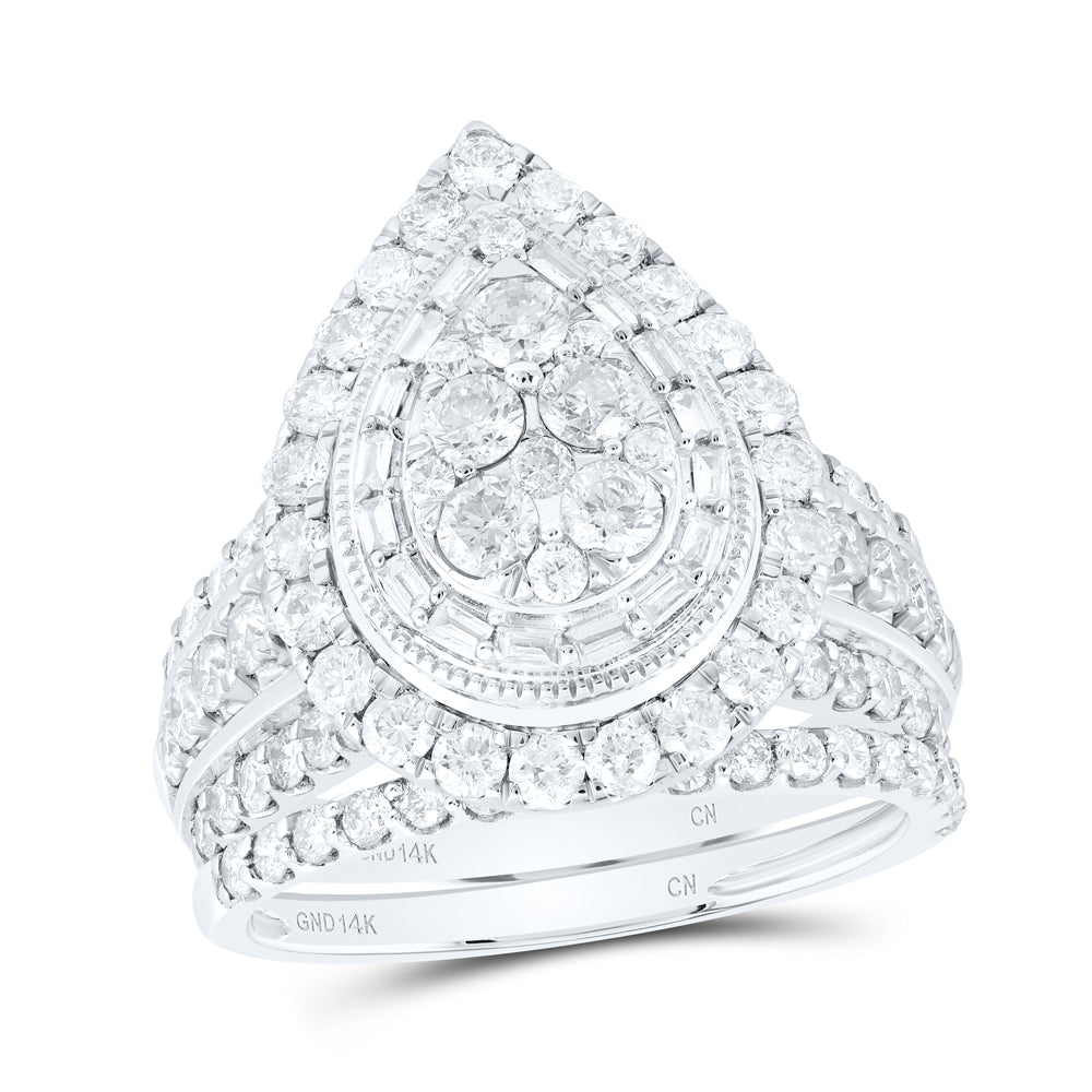 2 1/3CTW-DIA CN PEAR SINGLE HALO BRIDAL SET