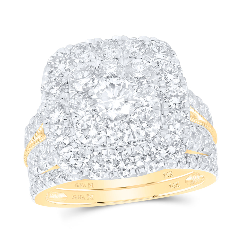 4CTW-DIA ANA M 1/2CT-CRD CUSHION SINGLE HALO BRIDAL SET