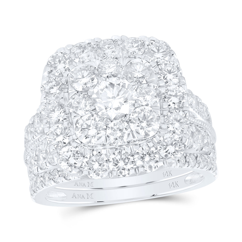 4CTW-DIA ANA M 1/2CT-CRD CUSHION SINGLE HALO BRIDAL SET