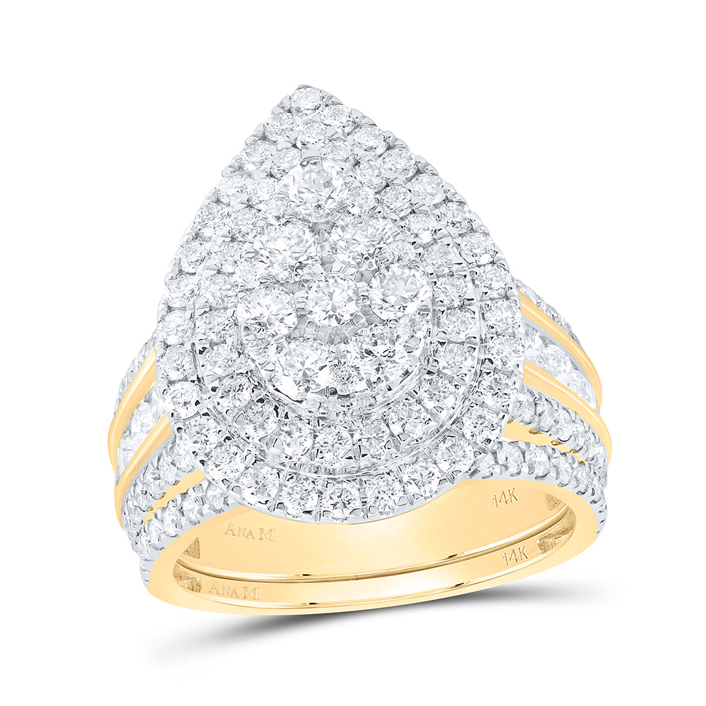 3CTW-DIA ANA M PEAR DOUBLE HALO BRIDAL SET