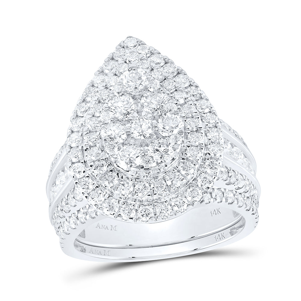 3CTW-DIA ANA M PEAR DOUBLE HALO BRIDAL SET