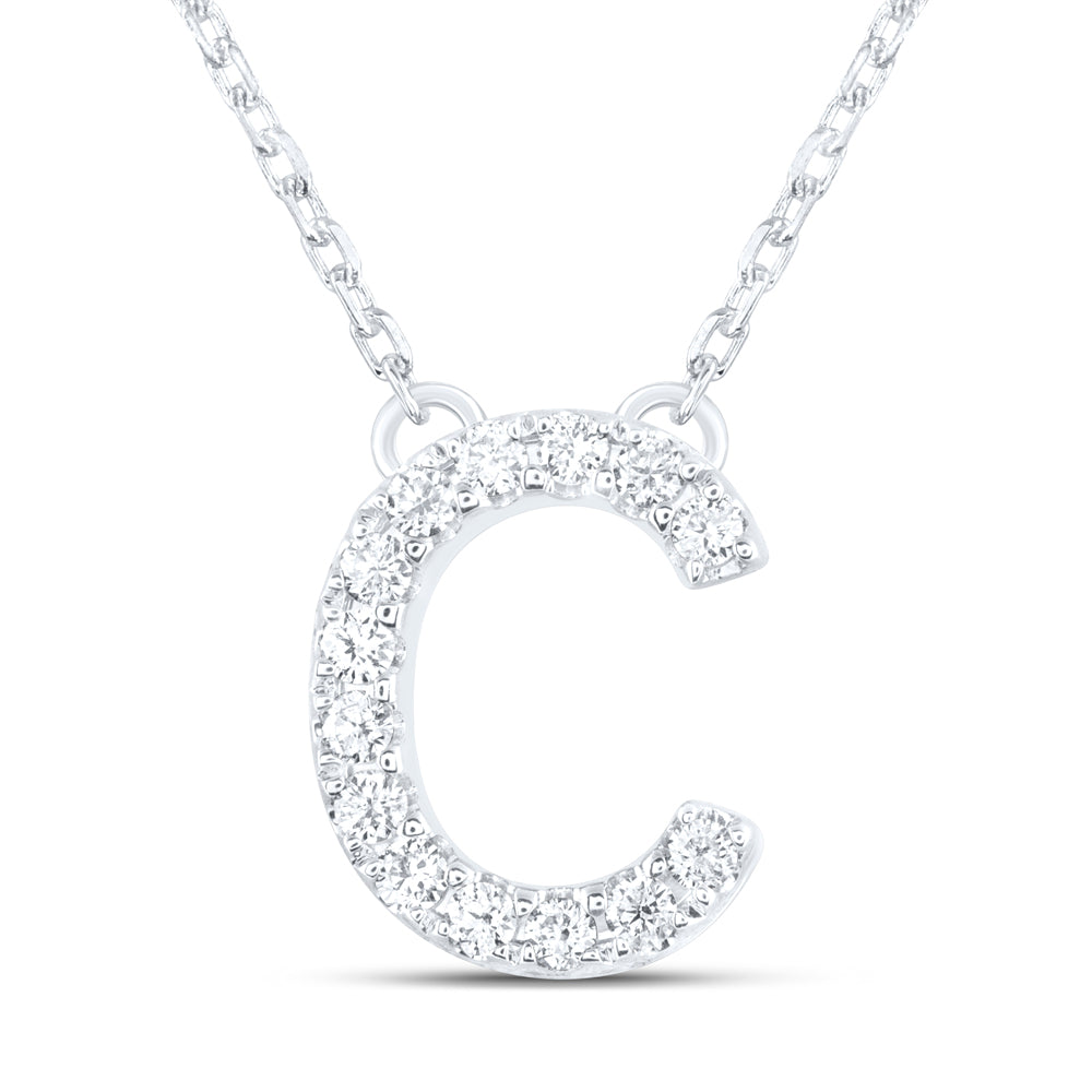 1/6CTW-DIA ANA M INITIAL "C" FASHION NECKLACE (16 INCH)