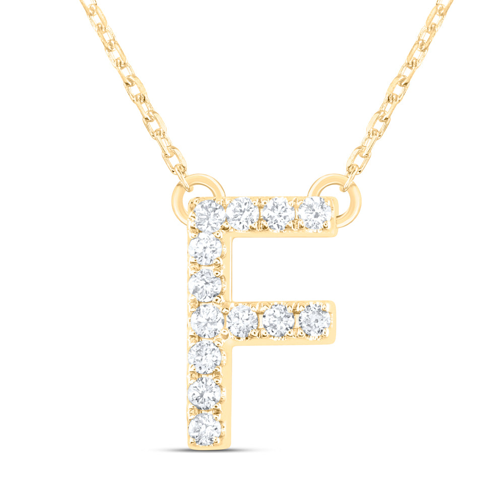 1/6CTW-DIA ANA M INITIAL "F" FASHION NECKLACE (16 INCH)
