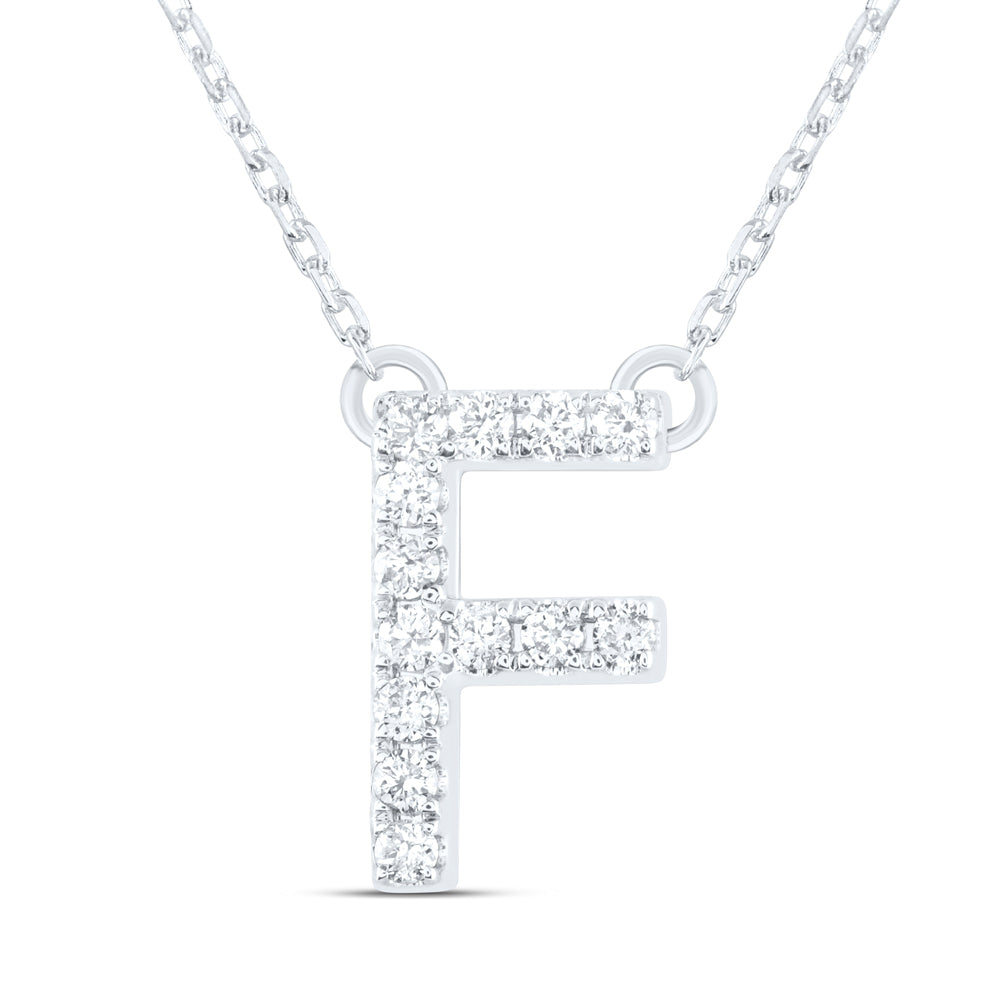 1/6CTW-DIA ANA M INITIAL "F" FASHION NECKLACE (16 INCH)