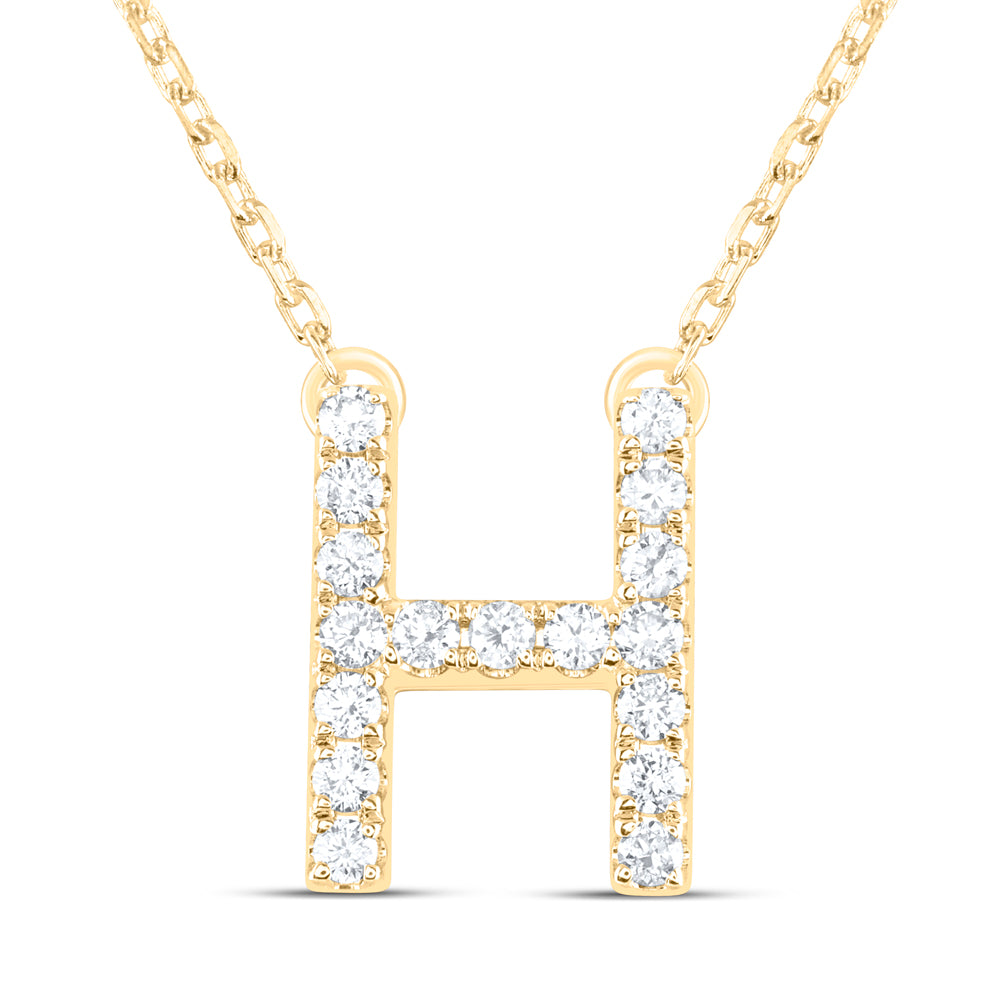 1/5CTW-DIA ANA M INITIAL "H" FASHION NECKLACE (16 INCH)
