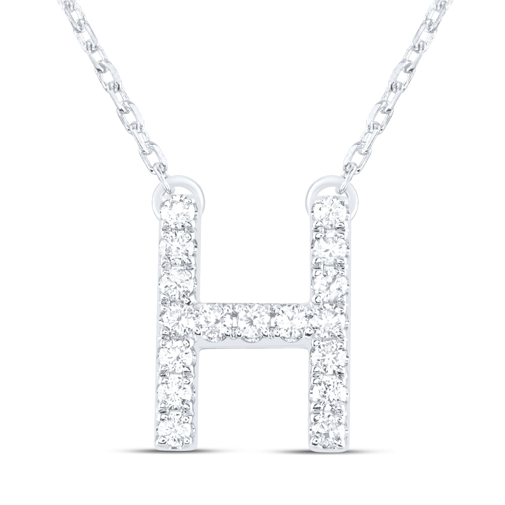 1/5CTW-DIA ANA M INITIAL "H" FASHION NECKLACE (16 INCH)