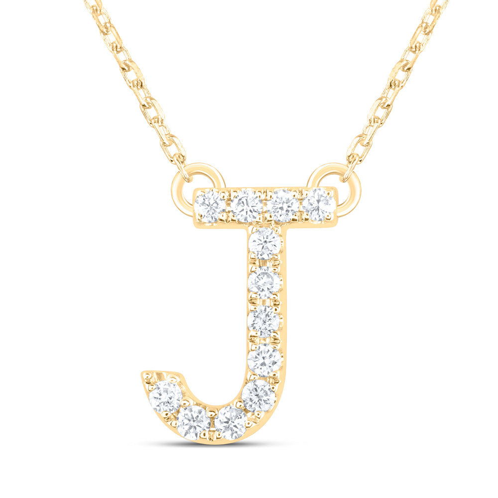 1/8CTW-DIA ANA M INITIAL "J" FASHION NECKLACE (16 INCH)
