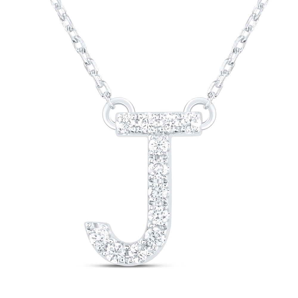 1/8CTW-DIA ANA M INITIAL "J" FASHION NECKLACE (16 INCH)