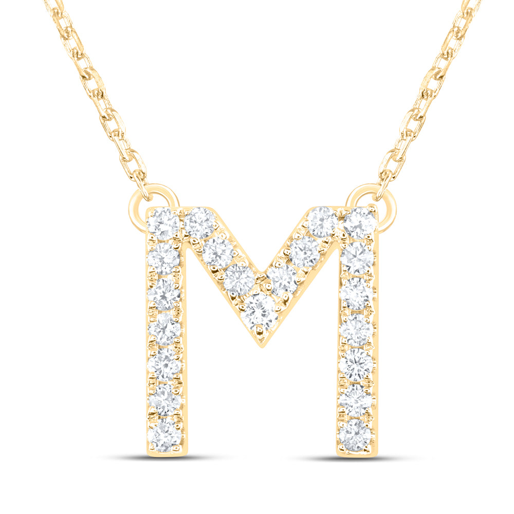 1/4CTW-DIA ANA M INITIAL "M" FASHION NECKLACE (16 INCH)