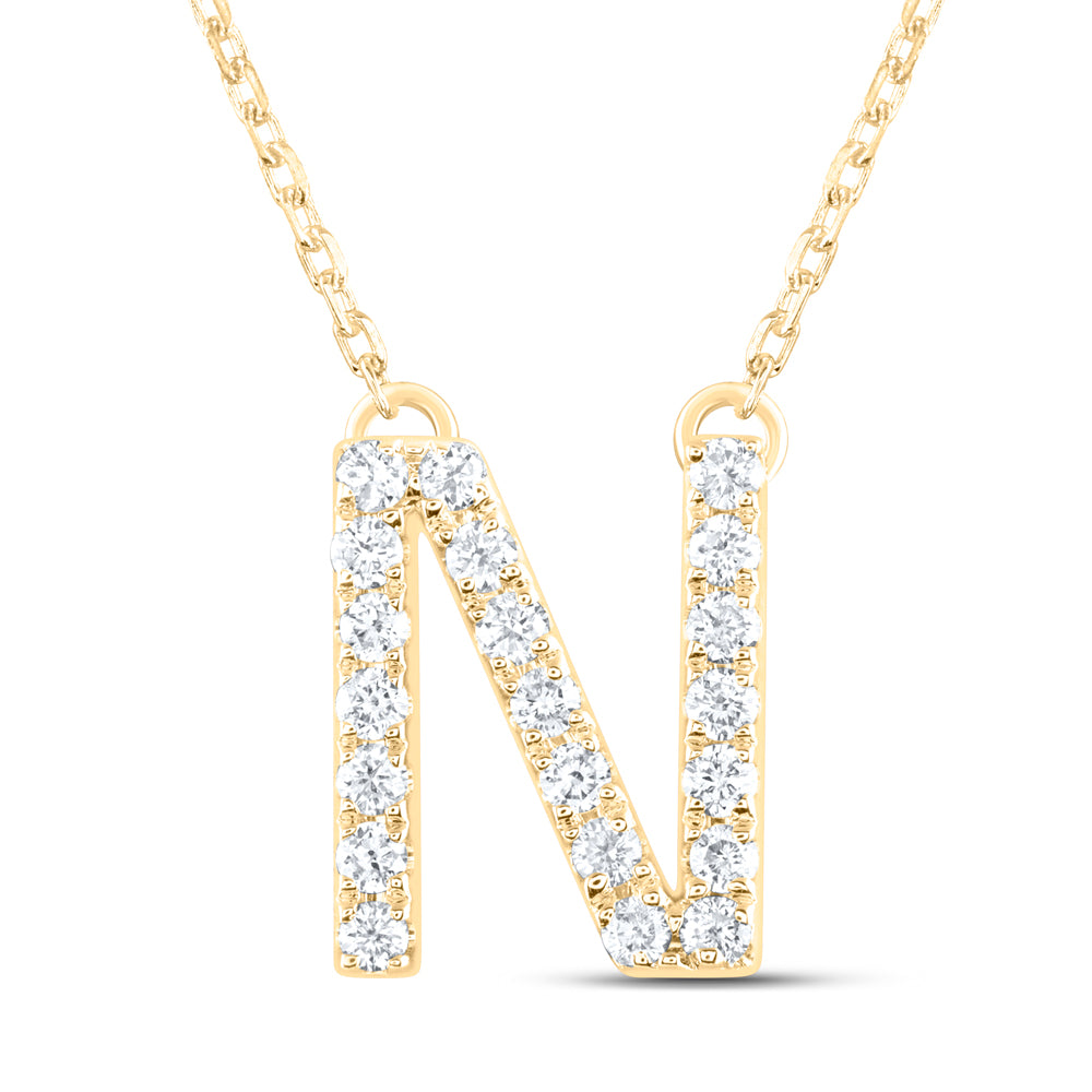 1/4CTW-DIA ANA M INITIAL "N" FASHION NECKLACE (16 INCH)