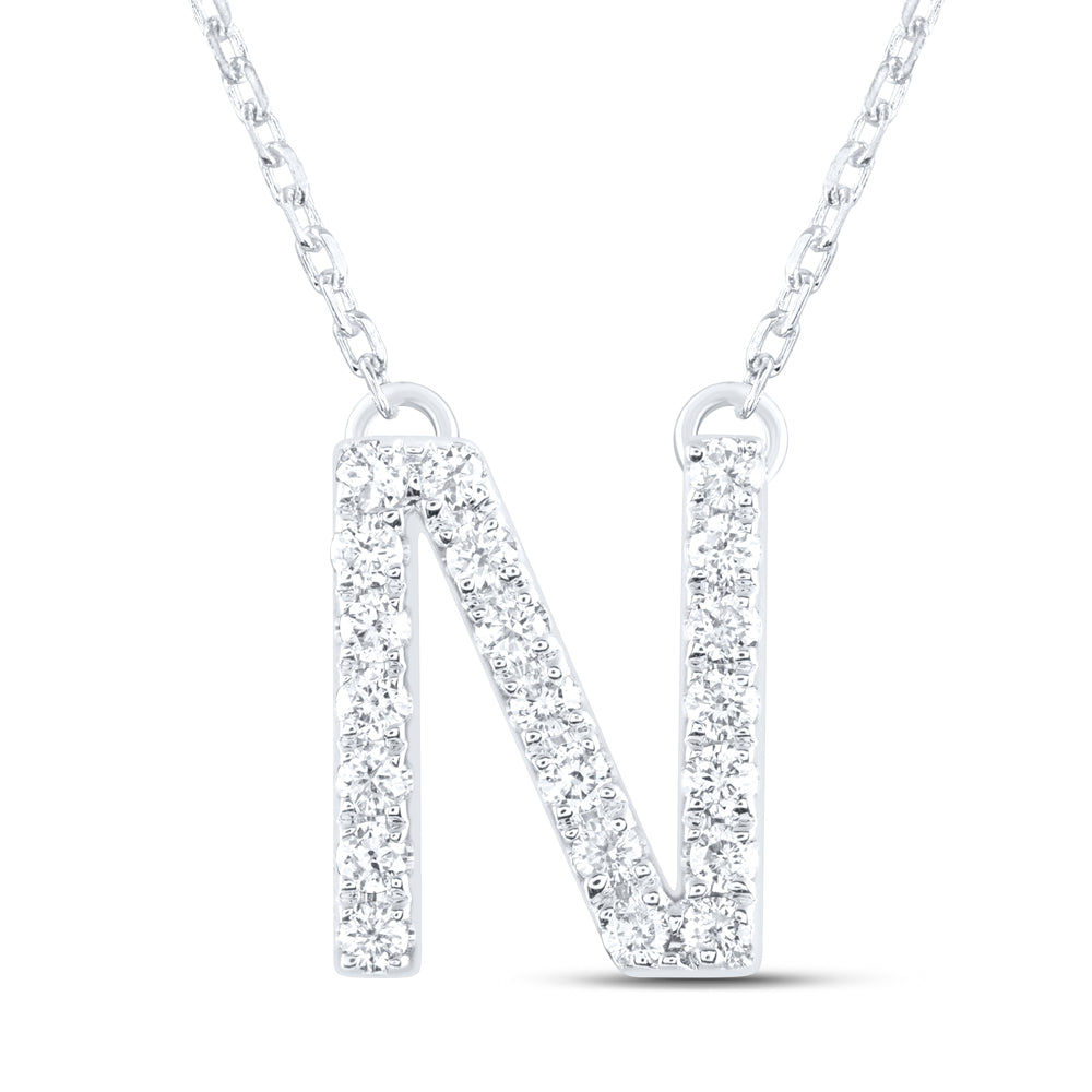 1/4CTW-DIA ANA M INITIAL "N" FASHION NECKLACE (16 INCH)