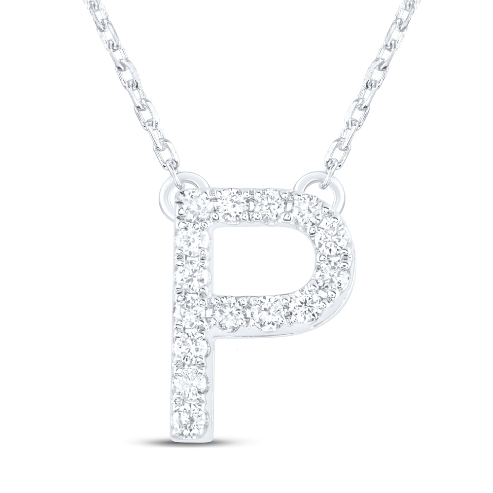 1/5CTW-DIA ANA M INITIAL "P" FASHION NECKLACE (16 INCH)