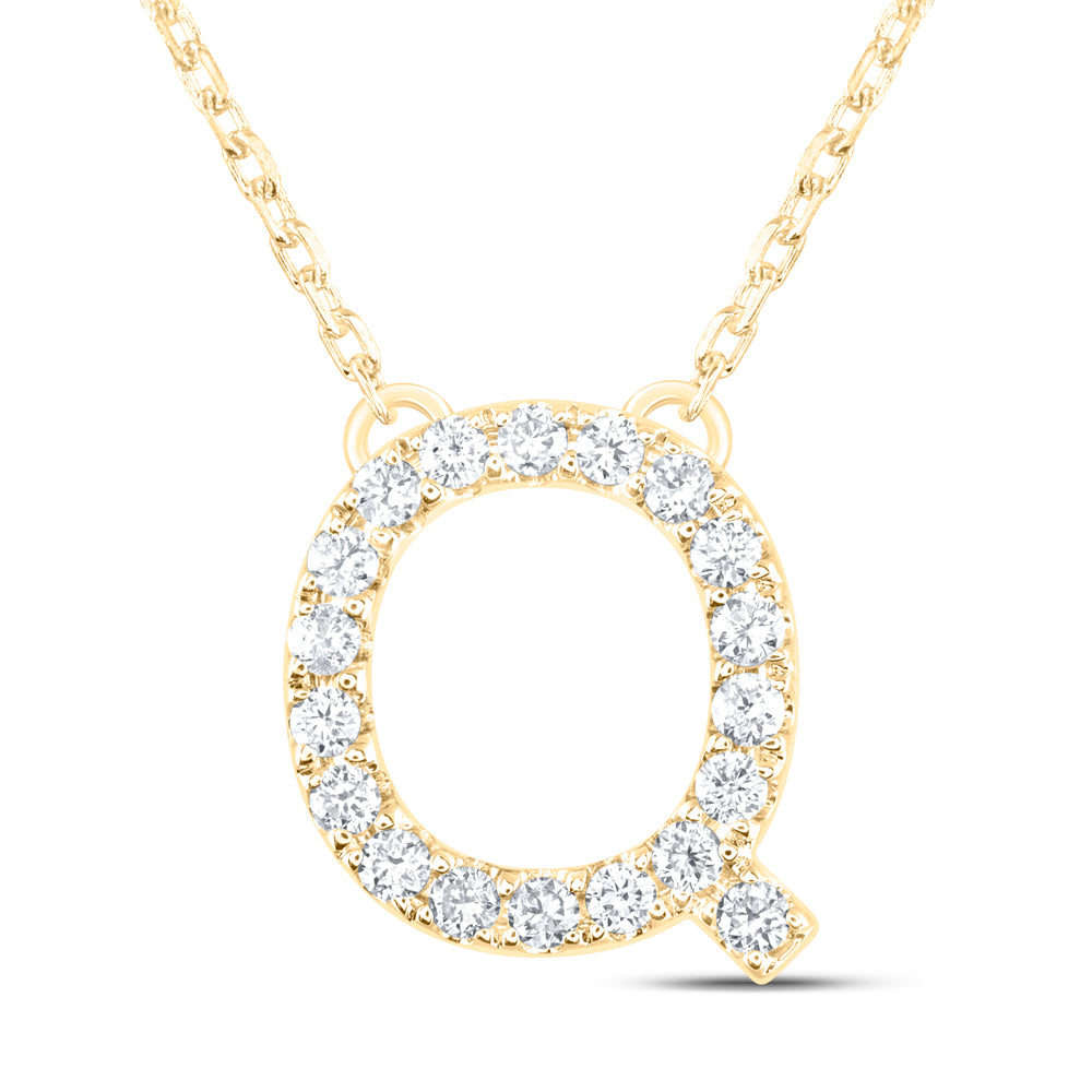 1/4CTW-DIA ANA M INITIAL "Q" FASHION NECKLACE (16 INCH)