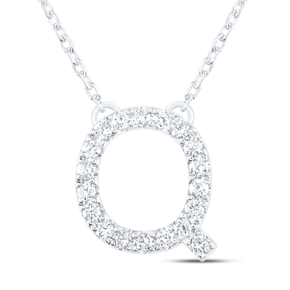 1/4CTW-DIA ANA M INITIAL "Q" FASHION NECKLACE (16 INCH)