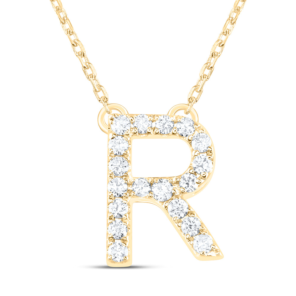 1/5CTW-DIA ANA M INITIAL "R" FASHION NECKLACE (16 INCH)