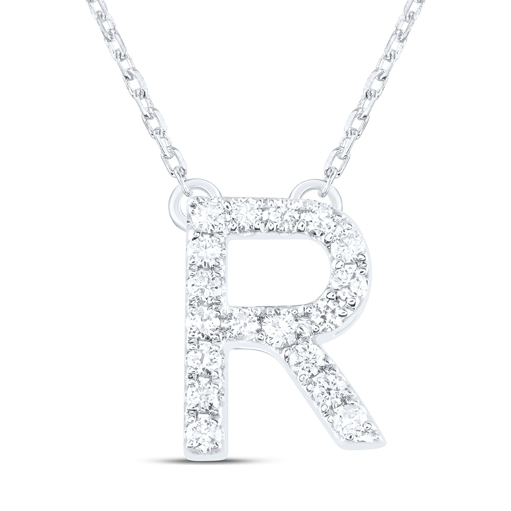 1/5CTW-DIA ANA M INITIAL "R" FASHION NECKLACE (16 INCH)