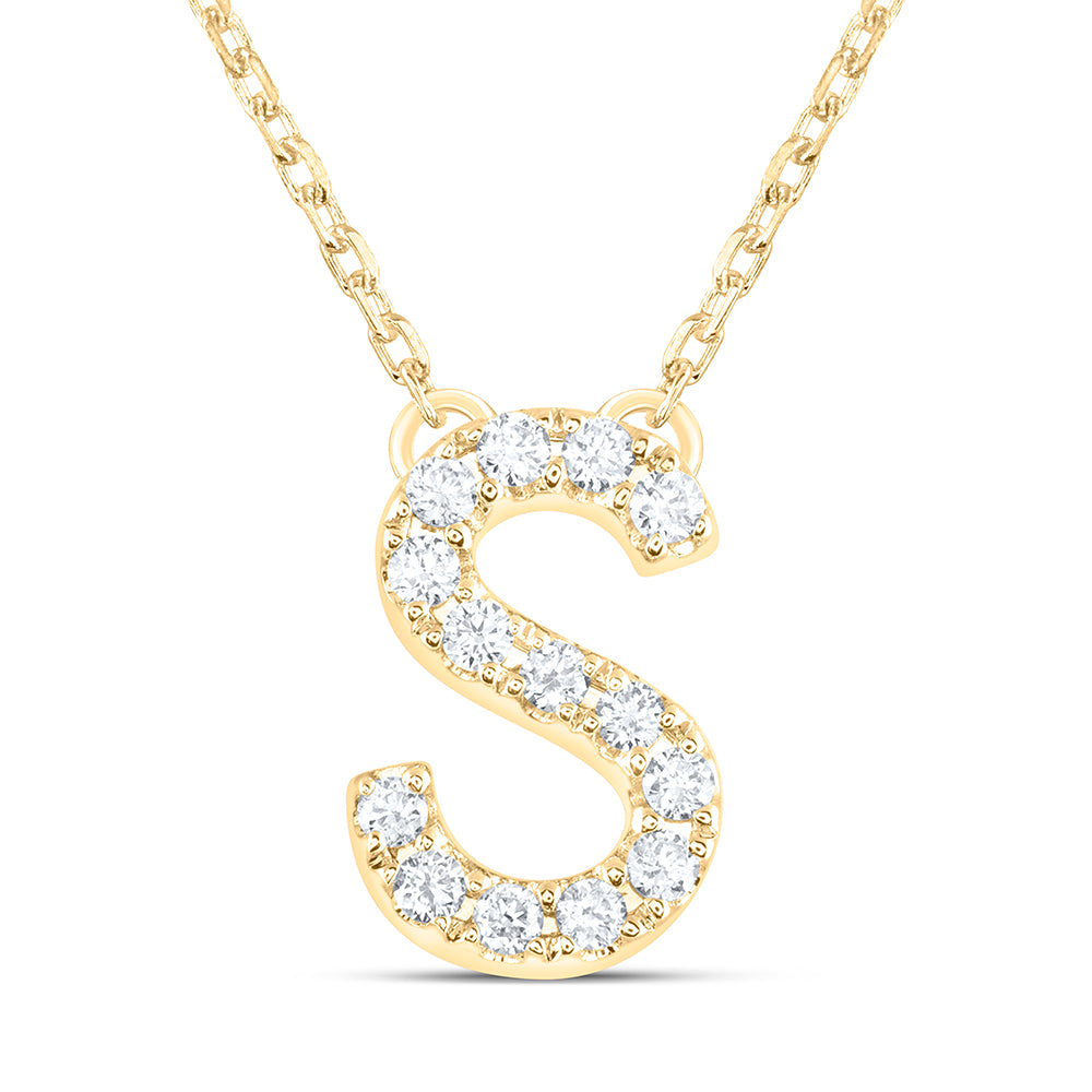 1/6CTW-DIA ANA M INITIAL "S" FASHION NECKLACE (16 INCH)