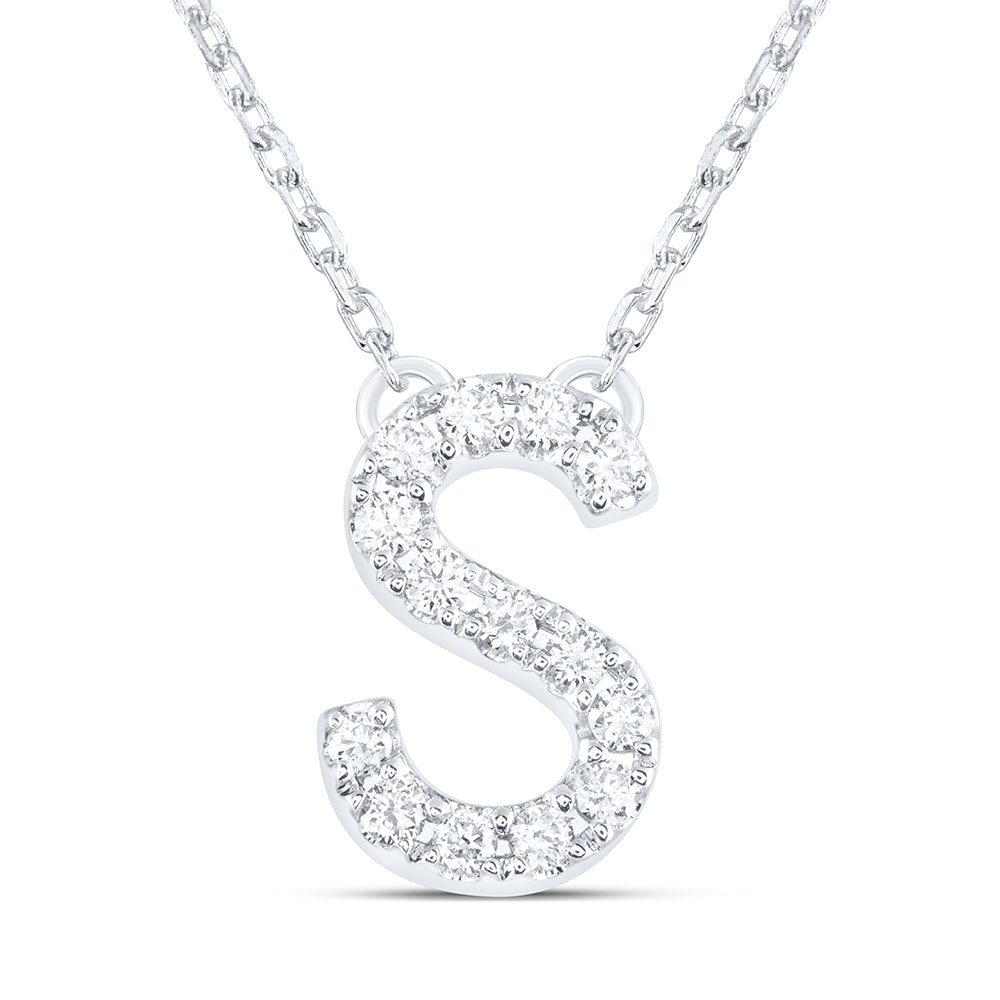 1/6CTW-DIA ANA M INITIAL "S" FASHION NECKLACE (16 INCH)