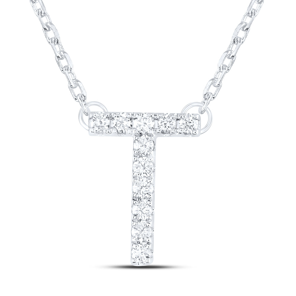 1/8CTW-DIA ANA M INITIAL "T" FASHION NECKLACE (16 INCH)