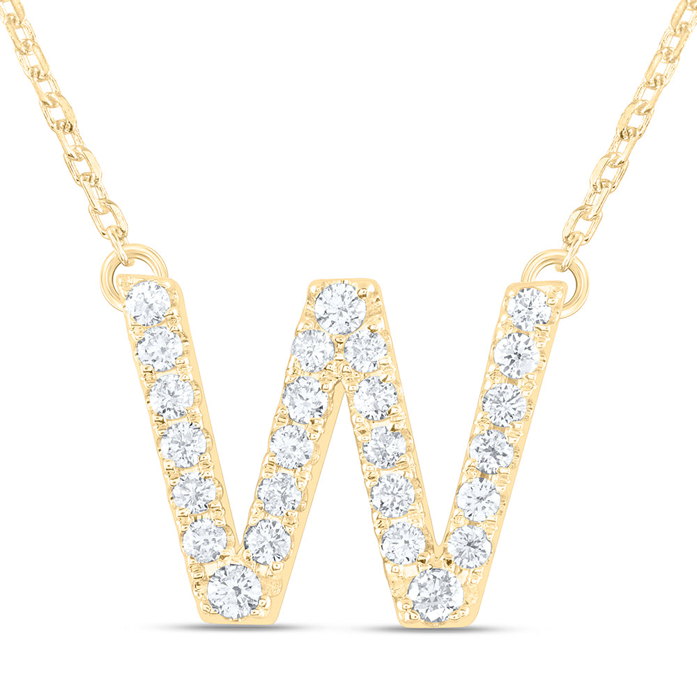 1/3CTW-DIA ANA M INITIAL "W" FASHION NECKLACE (16 INCH)