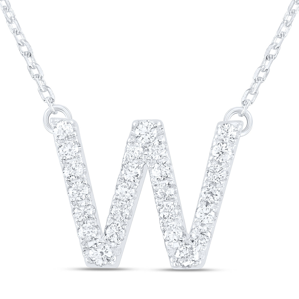 1/3CTW-DIA ANA M INITIAL "W" FASHION NECKLACE (16 INCH)