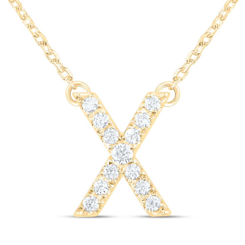 1/6CTW-DIA ANA M INITIAL "X" FASHION NECKLACE (16 INCH)