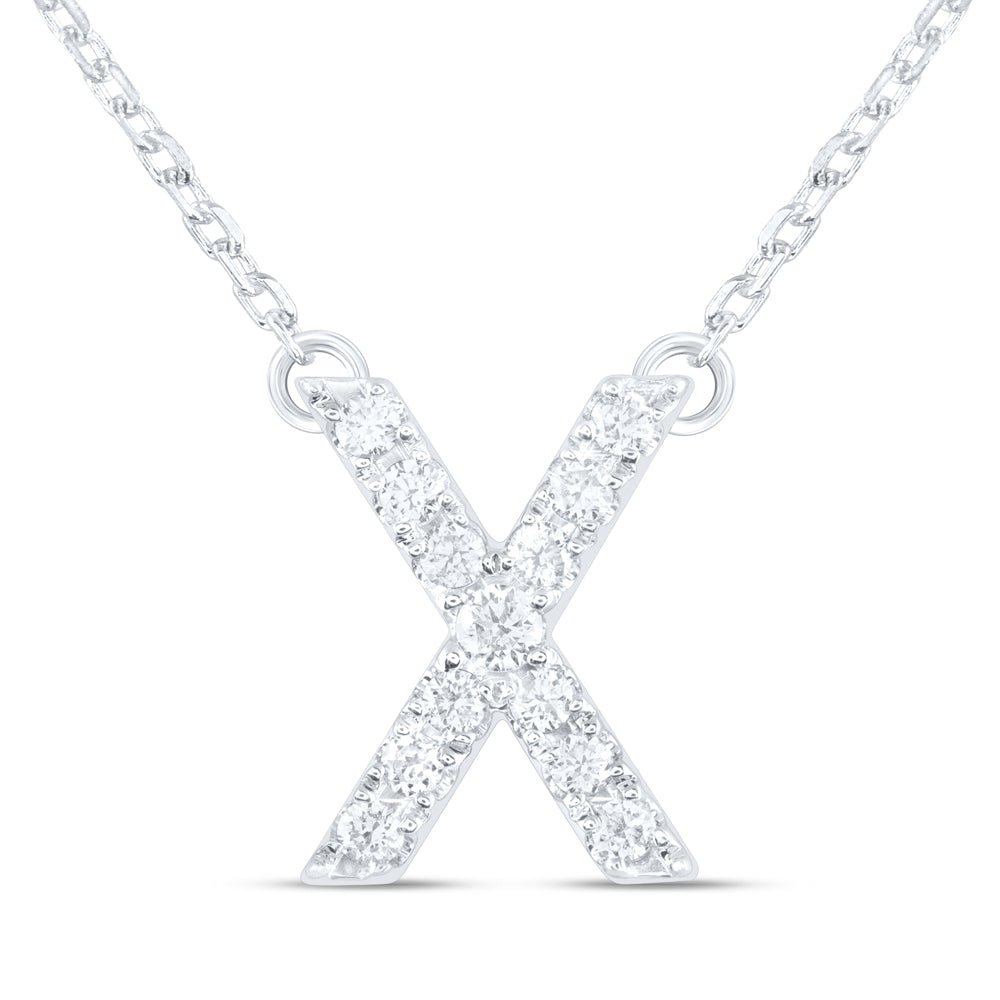 1/6CTW-DIA ANA M INITIAL "X" FASHION NECKLACE (16 INCH)