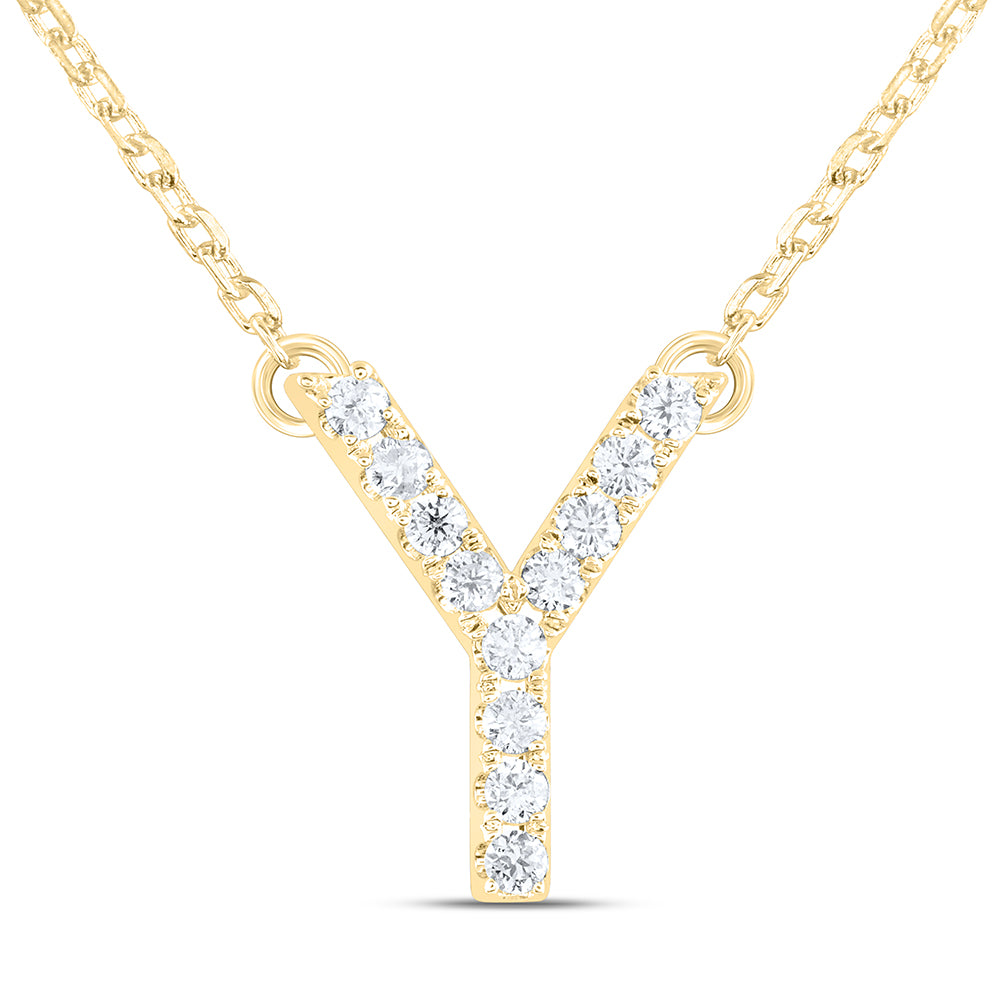 1/8CTW-DIA ANA M INITIAL "Y" FASHION NECKLACE (16 INCH)
