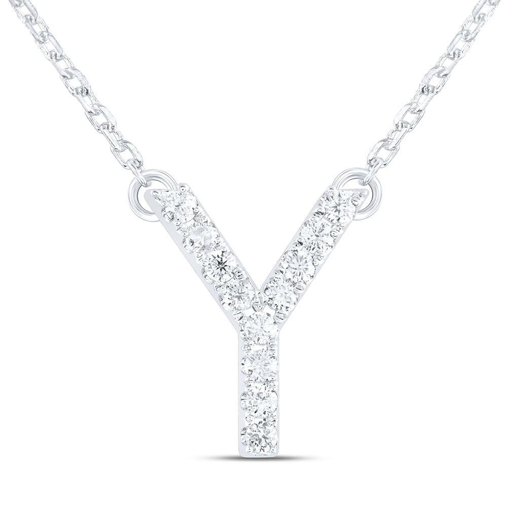 1/8CTW-DIA ANA M INITIAL "Y" FASHION NECKLACE (16 INCH)