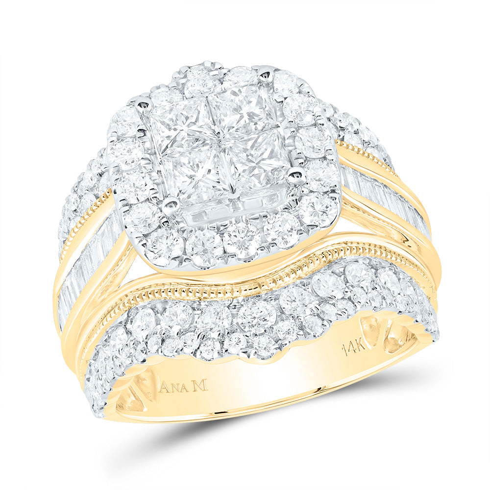 3CTW-DIA CN CUSHION SINGLE HALO BRIDAL SET