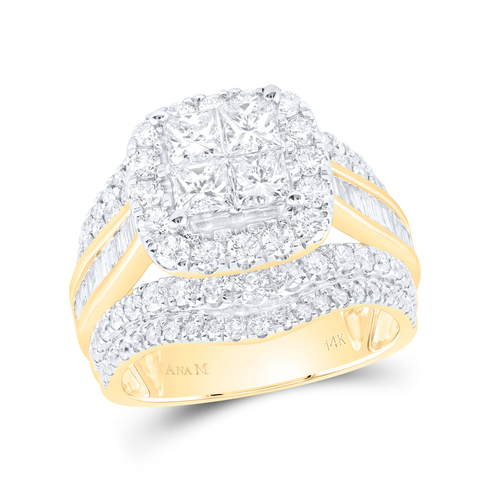 3CTW-DIA CN CUSHION SINGLE HALO BRIDAL SET