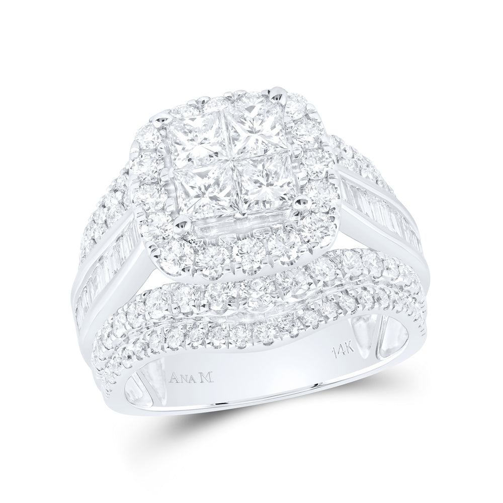 3CTW-DIA CN CUSHION SINGLE HALO BRIDAL SET