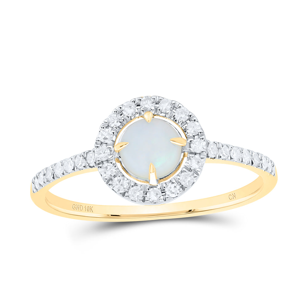 1/5CTW-DIA CN 5MM-OPAL NAT GEM ROUND RING
