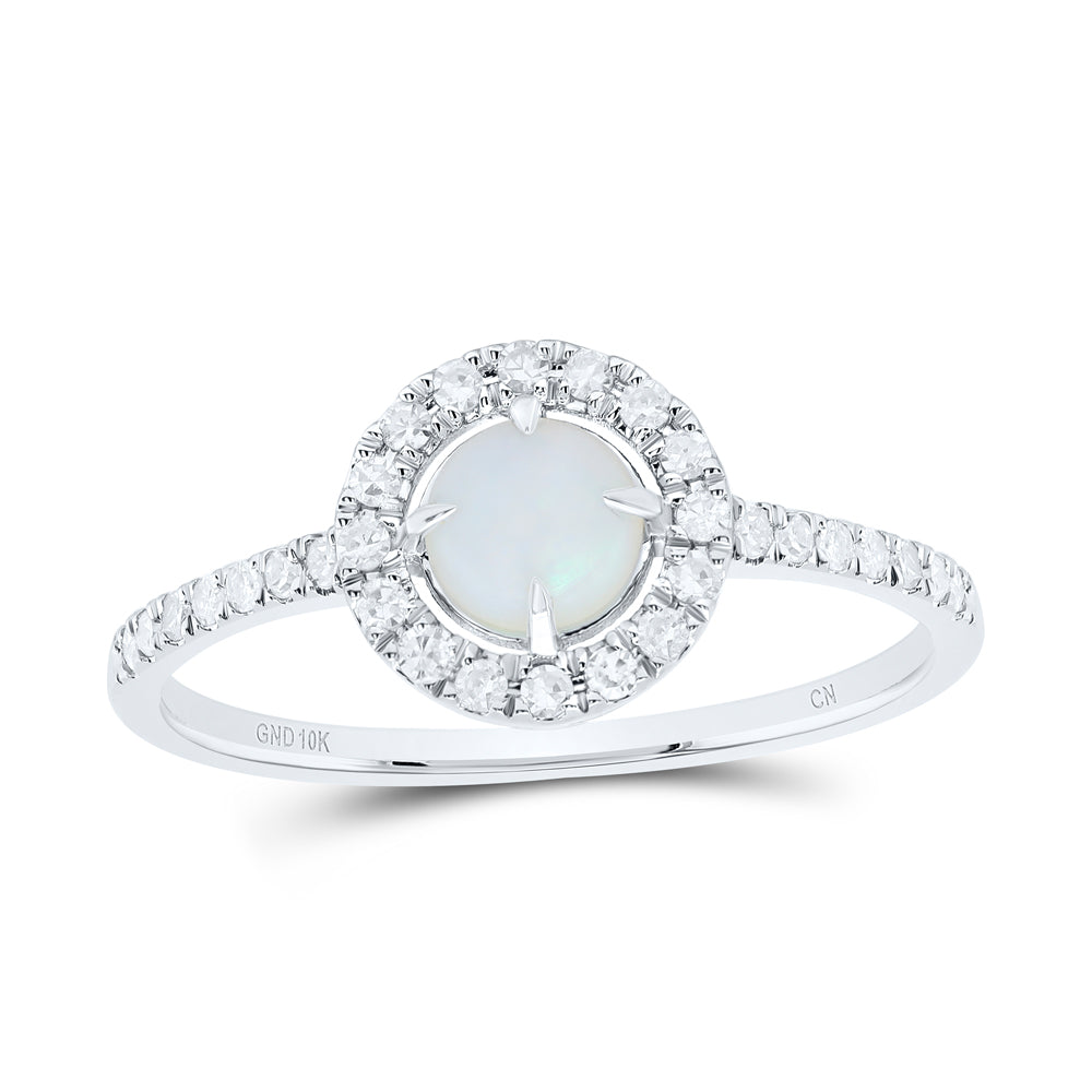 1/5CTW-DIA CN 5MM-OPAL NAT GEM ROUND RING