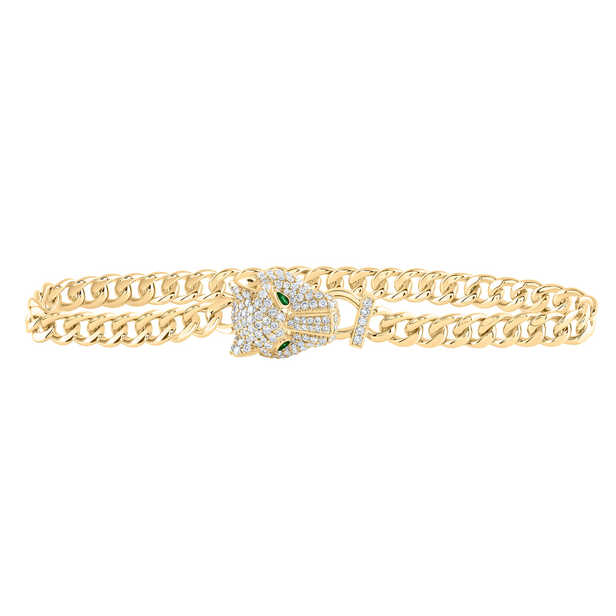 1 1/5CTW-DIA CN 0.04CT-EME RD LADIES LEOPARD BRACELET (7INCH)