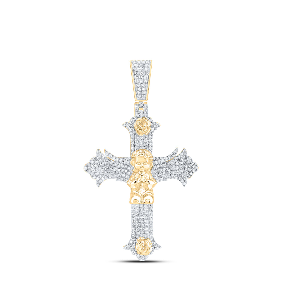 1CTW-DIA NK ANGEL CROSS MENS CHARM
